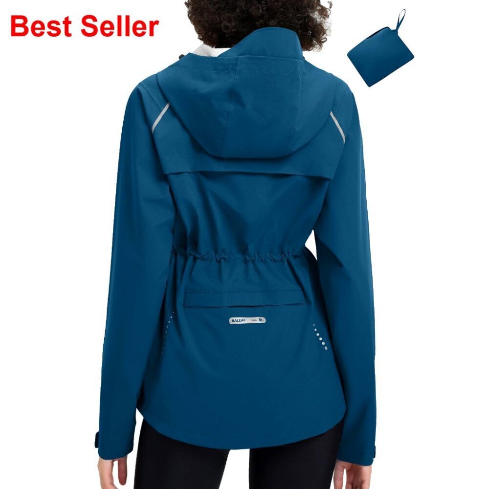 Waterproof Packable Lightweight Running Jacket Reflective Hooded Windbreaker